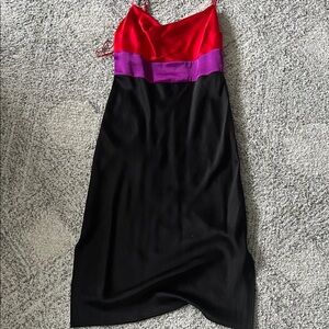 Express Red and Purple Colorblock Midi Dress